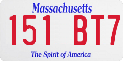 MA license plate 151BT7