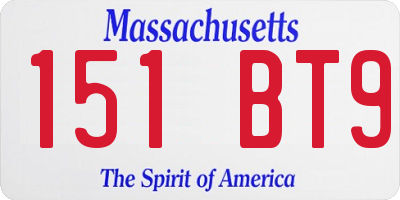 MA license plate 151BT9