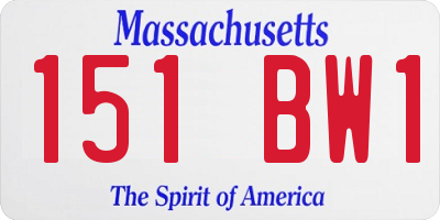 MA license plate 151BW1