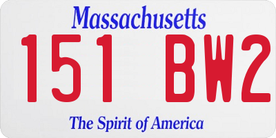 MA license plate 151BW2