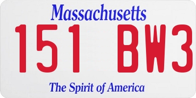 MA license plate 151BW3