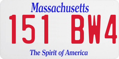 MA license plate 151BW4