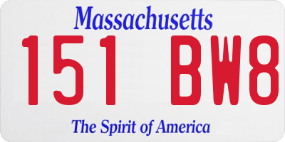 MA license plate 151BW8