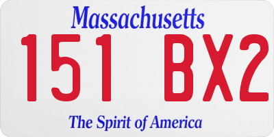 MA license plate 151BX2