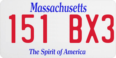 MA license plate 151BX3