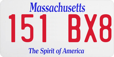 MA license plate 151BX8