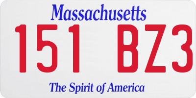 MA license plate 151BZ3