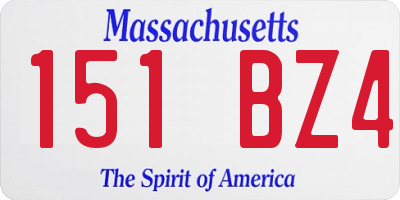 MA license plate 151BZ4