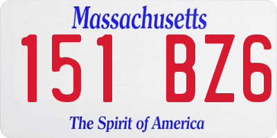 MA license plate 151BZ6