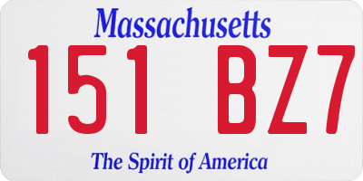 MA license plate 151BZ7