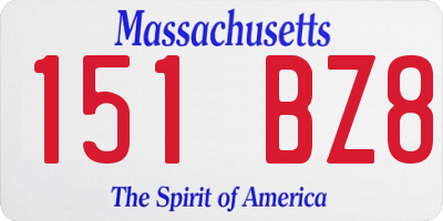 MA license plate 151BZ8