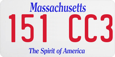 MA license plate 151CC3