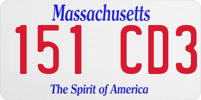 MA license plate 151CD3