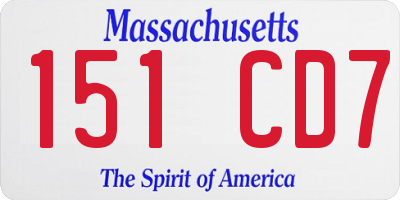MA license plate 151CD7