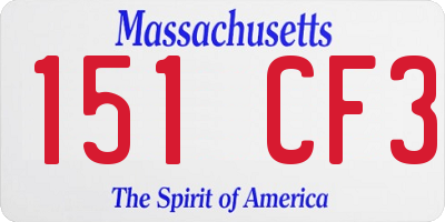 MA license plate 151CF3