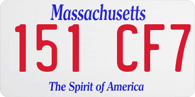 MA license plate 151CF7