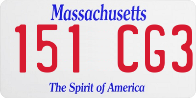 MA license plate 151CG3
