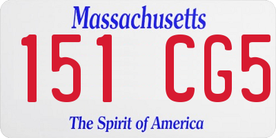 MA license plate 151CG5