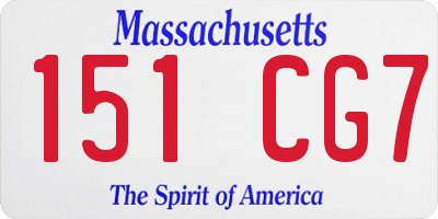MA license plate 151CG7