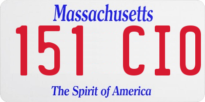 MA license plate 151CI0