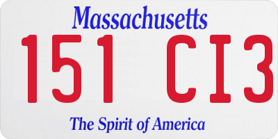 MA license plate 151CI3