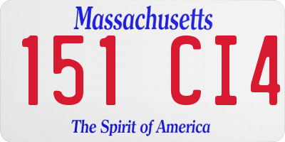 MA license plate 151CI4