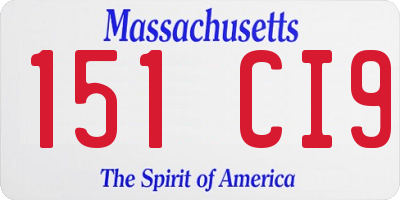 MA license plate 151CI9