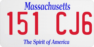 MA license plate 151CJ6