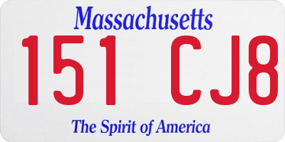 MA license plate 151CJ8