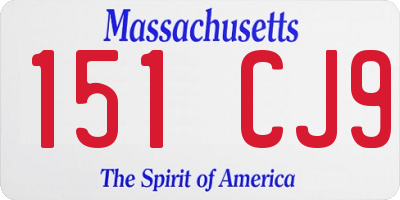 MA license plate 151CJ9
