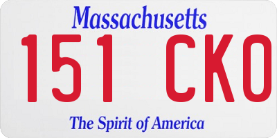 MA license plate 151CK0