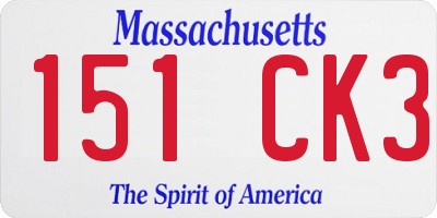 MA license plate 151CK3