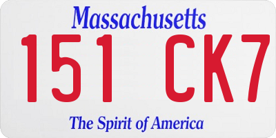 MA license plate 151CK7