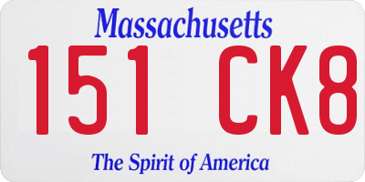 MA license plate 151CK8