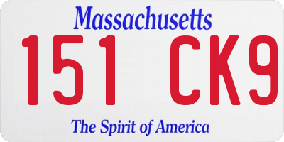 MA license plate 151CK9