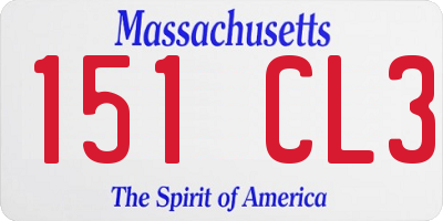 MA license plate 151CL3