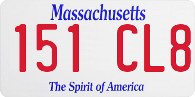 MA license plate 151CL8