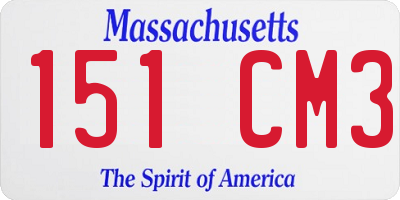 MA license plate 151CM3