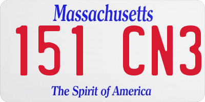 MA license plate 151CN3