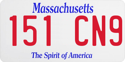 MA license plate 151CN9