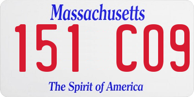 MA license plate 151CO9