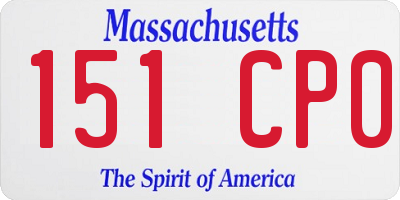 MA license plate 151CP0