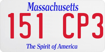 MA license plate 151CP3