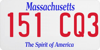 MA license plate 151CQ3