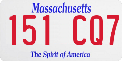 MA license plate 151CQ7
