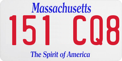 MA license plate 151CQ8