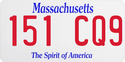 MA license plate 151CQ9