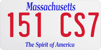 MA license plate 151CS7