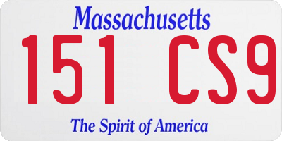 MA license plate 151CS9