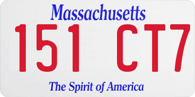 MA license plate 151CT7